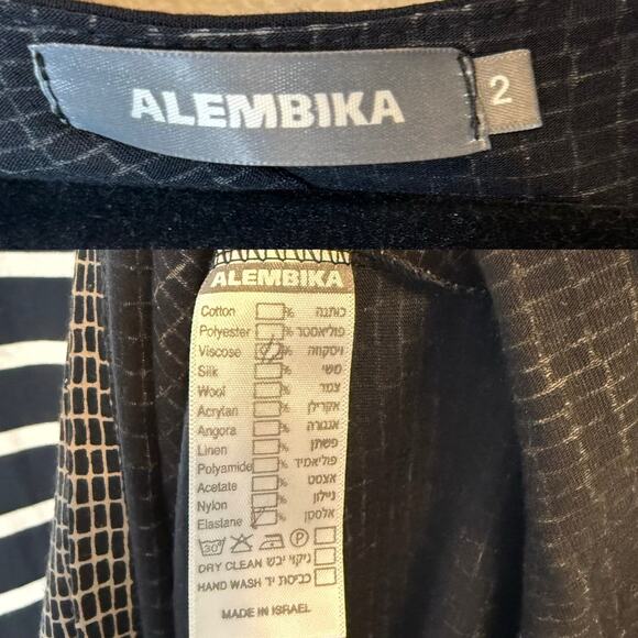 Alembika Layered Cocoon Midi Dress Black Striped Lagenlook Artsy size 2 / Medium - Picture 6 of 6